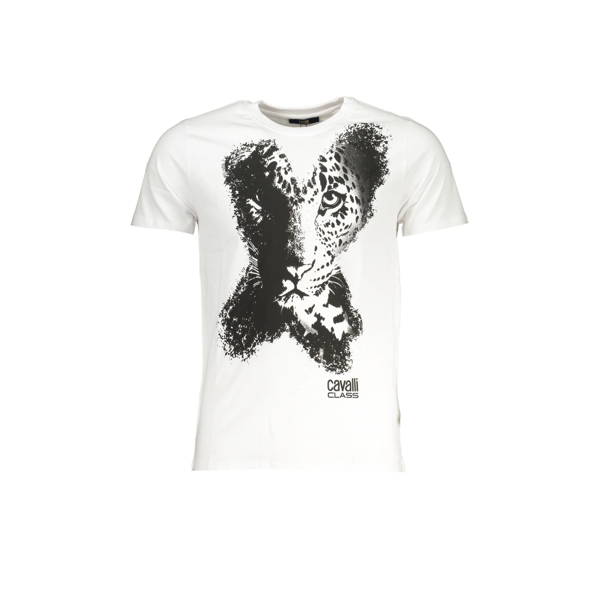 Cavalli Class T-Shirt Maniche Corte Uomo Bianca Stampa Logo Bianco - foto prodotto
